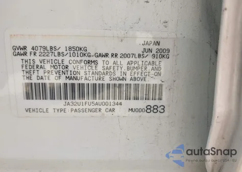 2010 Mitsubishi Lancer De z USA, uszkodzony, nr VIN JA32U1FU5AU001344